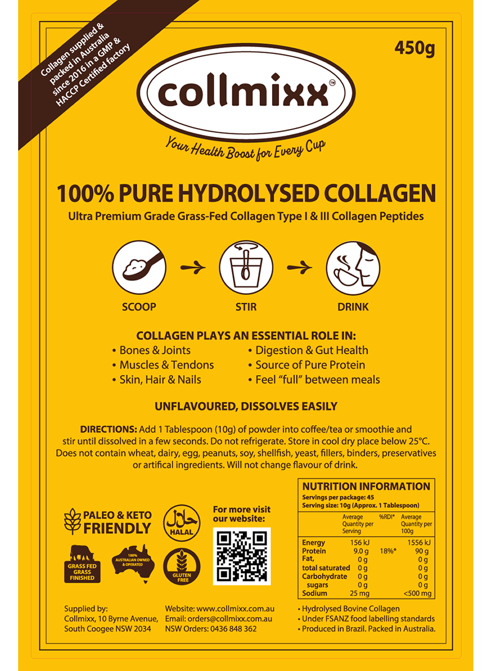 Collmixx Halal Collagen Hydrolysate Bovine – 450g